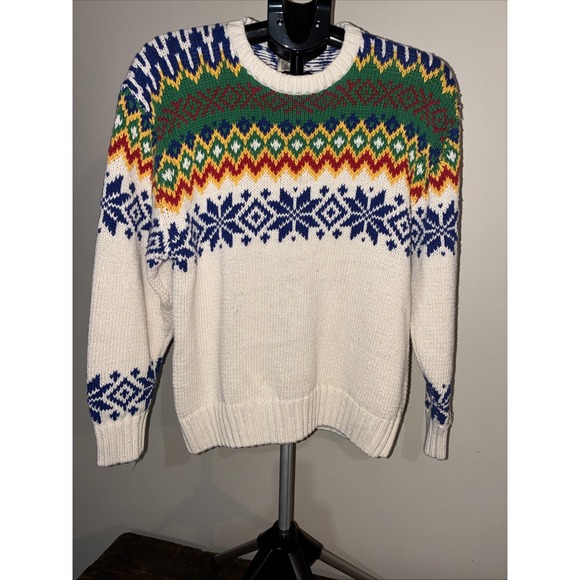 G.H. Bass & Co. Other - GH Bass Sweater Vintage Large Cotton/ramie Mix Snowflake Design